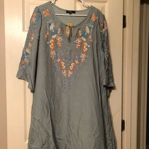 Embroidered dress that is lined underneath